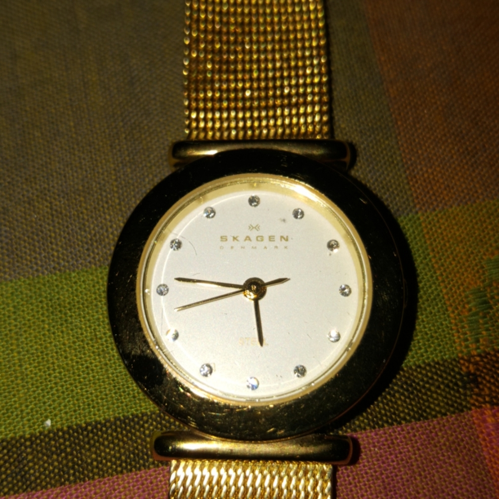 Skagen Classic Swarovski Crystal Gold tone watch